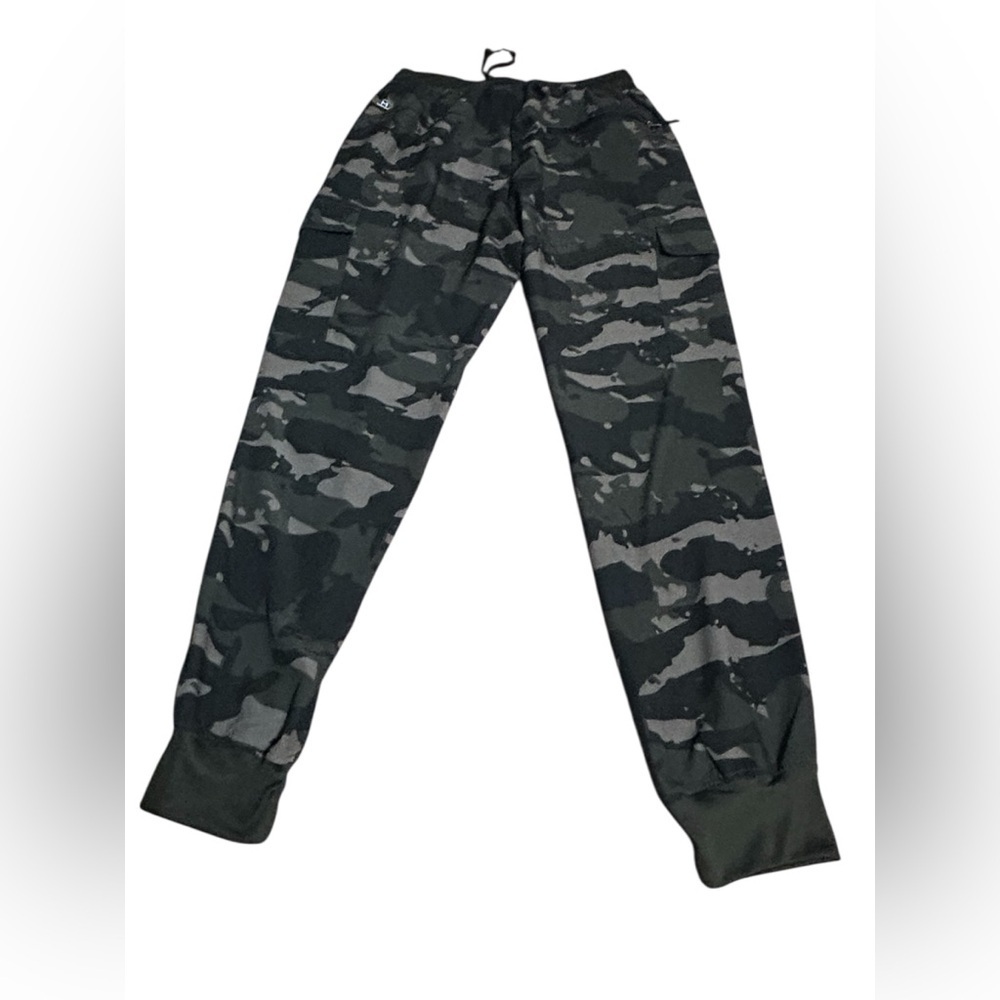 Camo Cargo Jogger Pants Mens Large Green Stretch Tactical Zip Pocket Athleisure - Picture 2 of 12